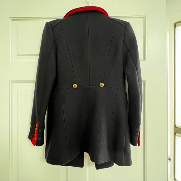 LIKE NEW Zara Navy Blue Double-Breasted Peacoat with Gold Buttons - Picture 3 of 8